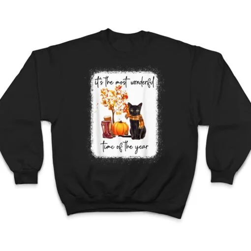 Black Cat Fall Itu2018s The Most Wonderful Time Of The Year T Shirt