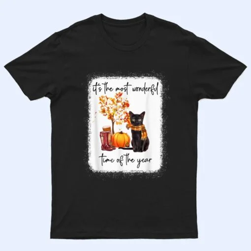 Black Cat Fall Itu2018s The Most Wonderful Time Of The Year T Shirt