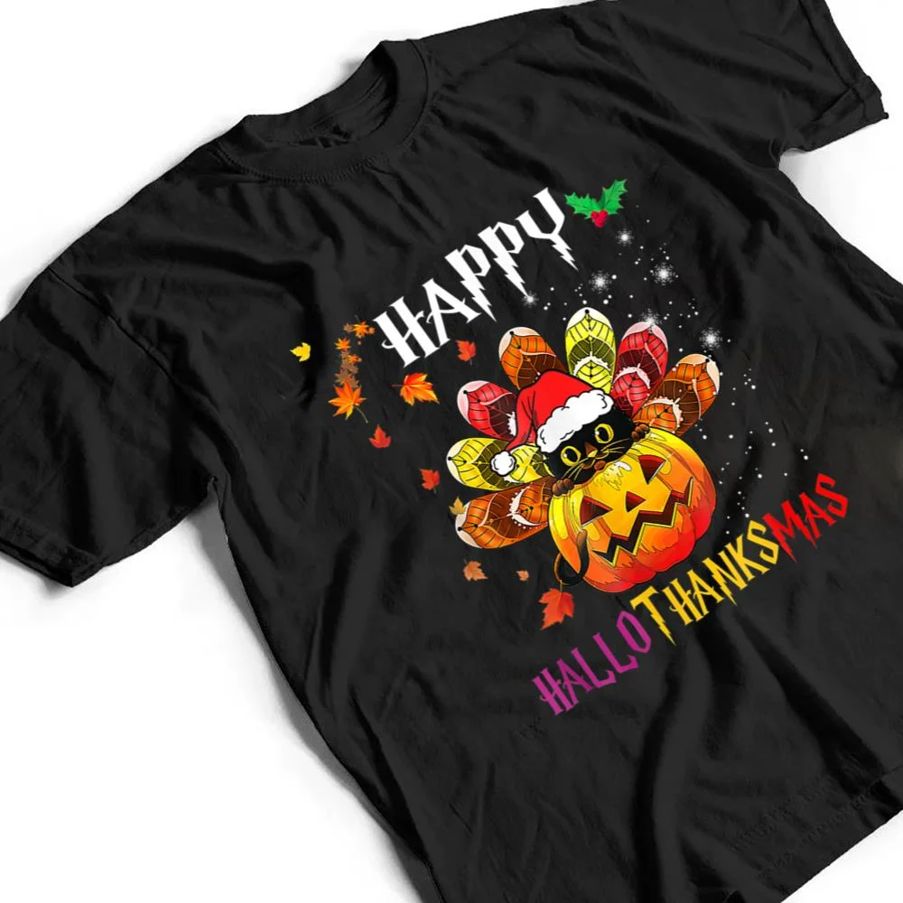 Black-Cat-Halloween-And-Merry-Christmas-Happy-Hallothanksmas-T-Shirt-2 Black Cat Halloween And Merry Christmas Happy Hallothanksmas T Shirt