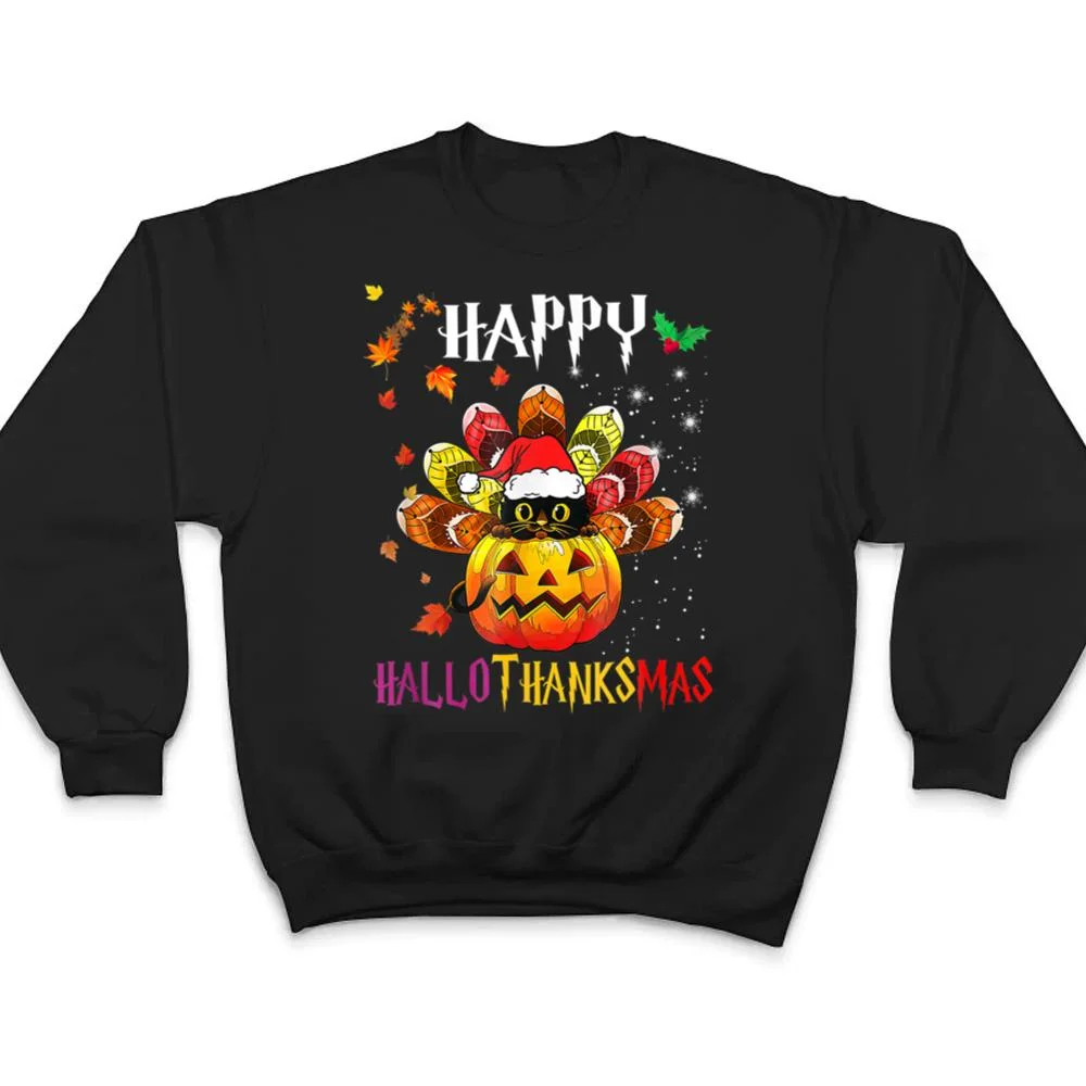 Black-Cat-Halloween-And-Merry-Christmas-Happy-Hallothanksmas-T-Shirt-4 Black Cat Halloween And Merry Christmas Happy Hallothanksmas T Shirt