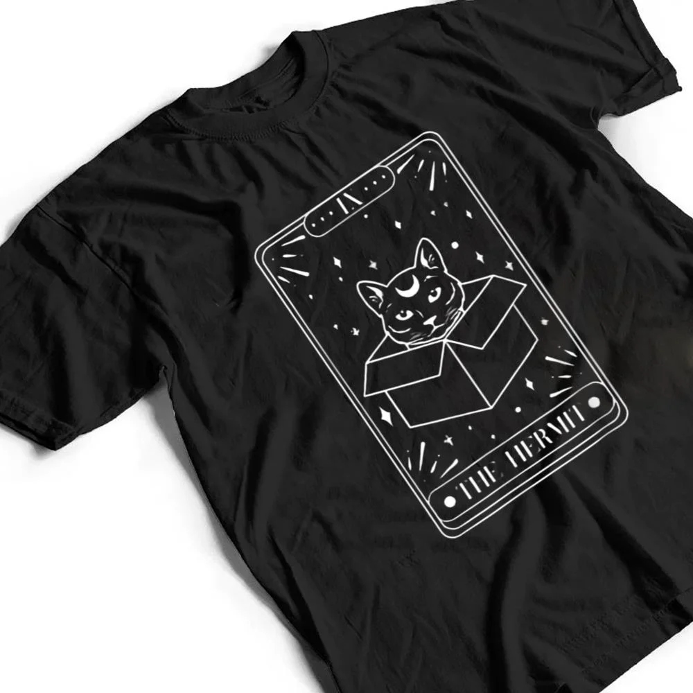 Black-Cat-Halloween-Boho-Gothic-Witchcraft-Cat-Arot-Card-T-Shirt-2 Black Cat Halloween Boho Gothic Witchcraft Cat Arot Card T Shirt