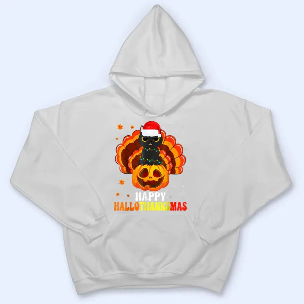Black-Cat-Happy-HalloThanksMas-T-Shirt-3 Black Cat Happy HalloThanksMas T Shirt