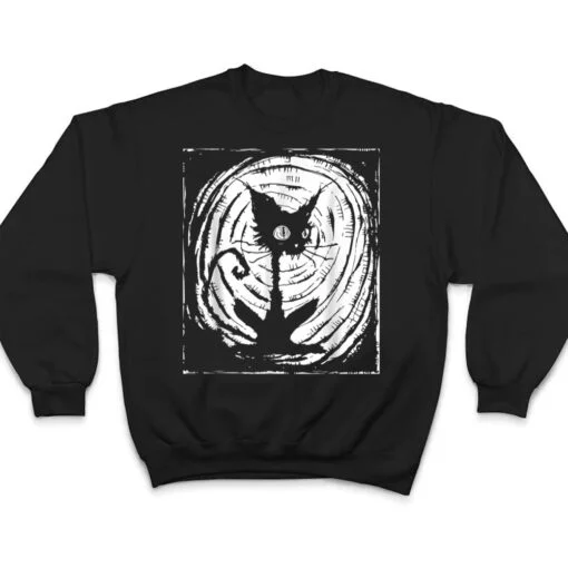 Black Cat Lazy Halloween Costume Scary Creepy T Shirt