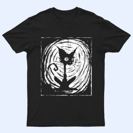 Black Cat Lazy Halloween Costume Scary Creepy T Shirt