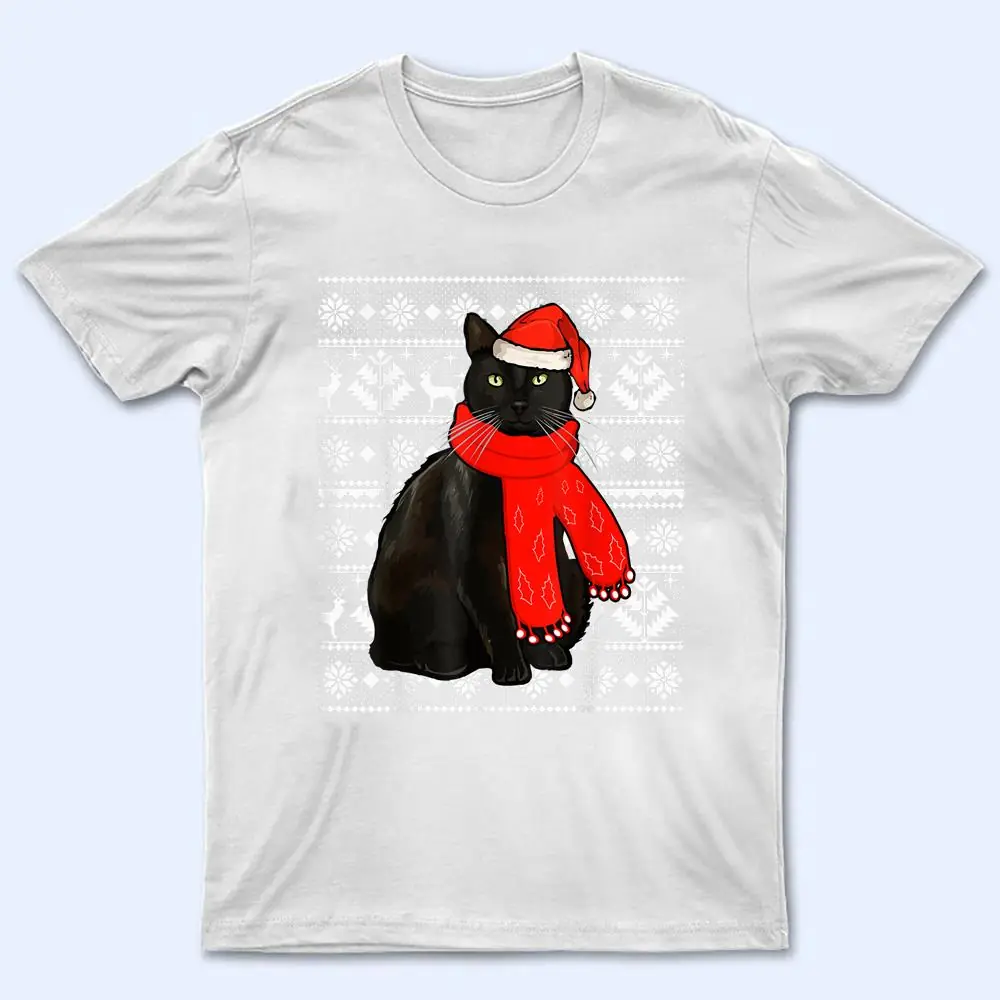 Black Cat Santa Hat Ugly Christmas Sweater Funny Xmas Pajama T Shirt Black Cat Santa Hat Ugly Christmas Sweater Funny Xmas Pajama T Shirt