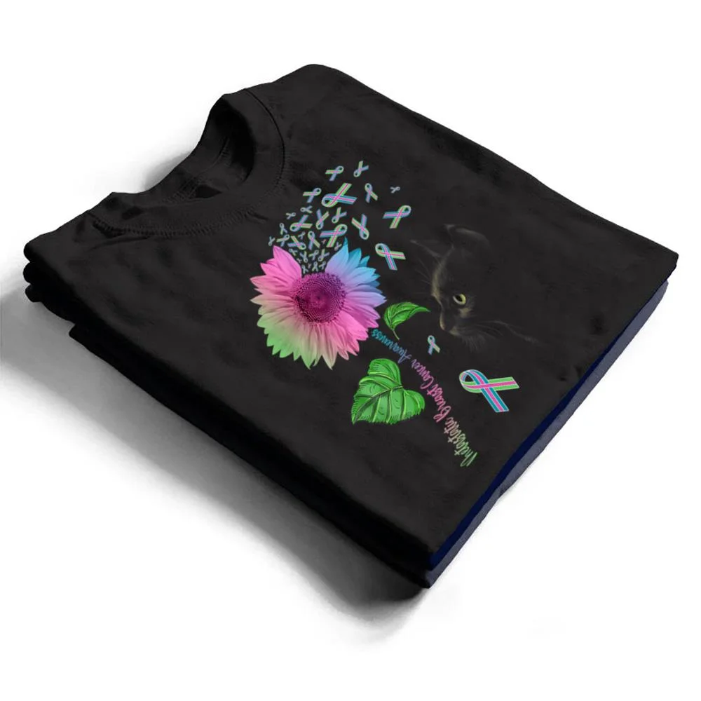 Black Cat Sunflower Metastatic Breast Cancer Awareness Day T Shirt