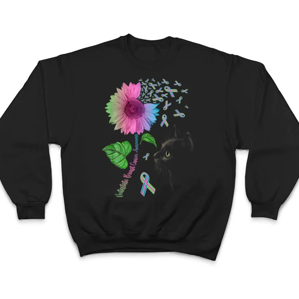 Black Cat Sunflower Metastatic Breast Cancer Awareness Day T Shirt