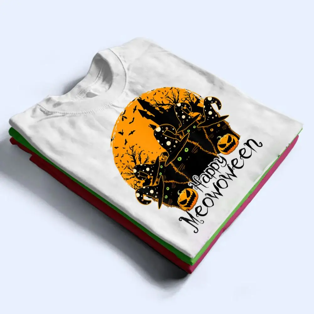 Black-Cat-Witch-Hat-Halloween-Costume-Happy-Meowloween-Funny-T-Shirt-1 Black Cat Witch Hat Halloween Costume Happy Meowloween Funny T Shirt