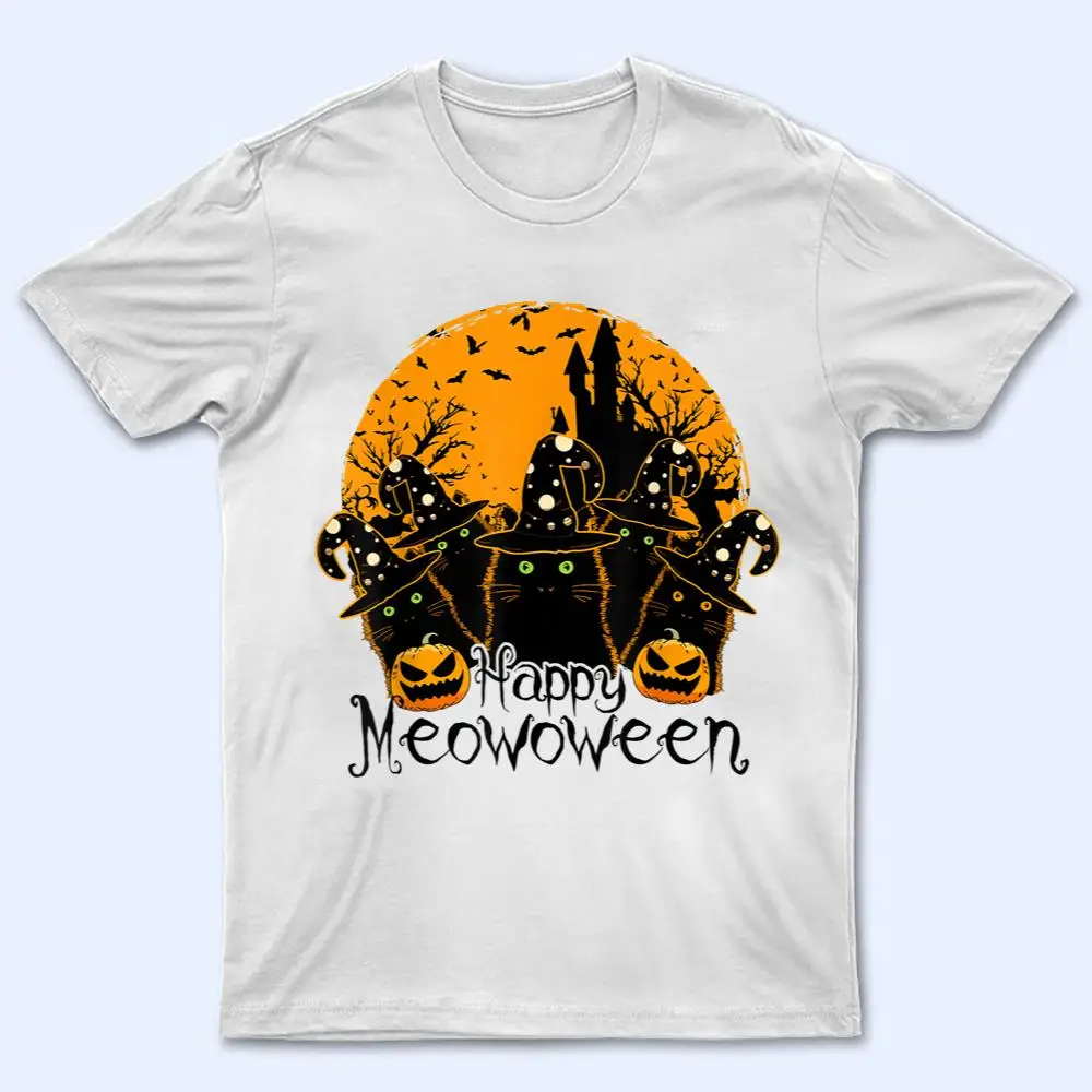 Black Cat Witch Hat Halloween Costume Happy Meowloween Funny T Shirt Black Cat Witch Hat Halloween Costume Happy Meowloween Funny T Shirt