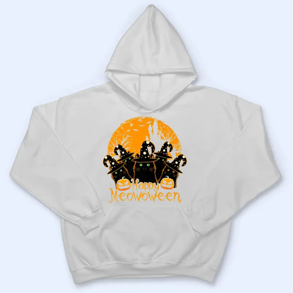 Black-Cat-Witch-Hat-Halloween-Shirt-Happy-Meowloween-Vintage-Premium-T-Shirt-3 Black Cat Witch Hat Halloween-Shirt Happy Meowloween Vintage Premium T Shirt