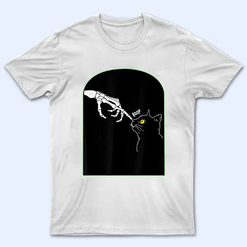 Black Cat Yellow Eyes Skeleton Hand Boop Halloween Costumes T Shirt Black Cat Yellow Eyes Skeleton Hand Boop Halloween Costumes T Shirt