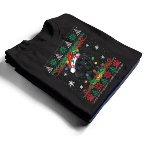 Black Lab Christmas Santa Ugly Dog Lover Xmas T Shirt