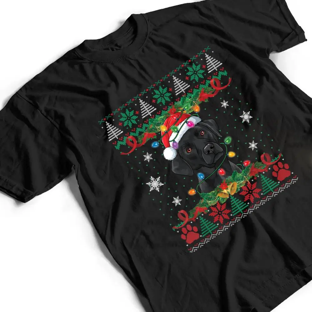 Black Lab Christmas Santa Ugly Dog Lover Xmas T Shirt
