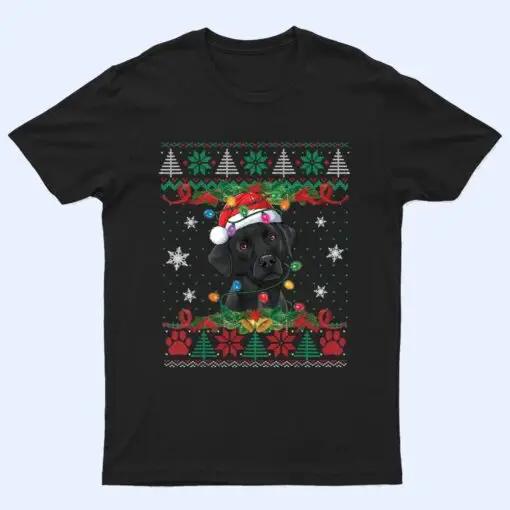Black Lab Christmas Santa Ugly  Dog Lover Xmas T Shirt