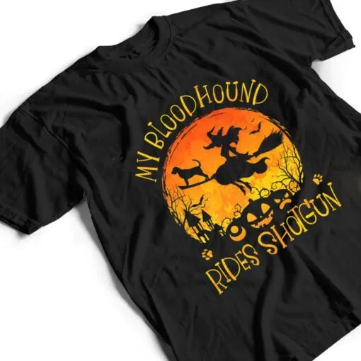 Bloodhound Rides Shotgun Halloween Women Dog Lover T Shirt