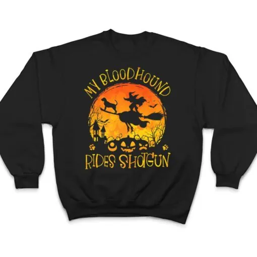 Bloodhound Rides Shotgun Halloween Women Dog Lover T Shirt