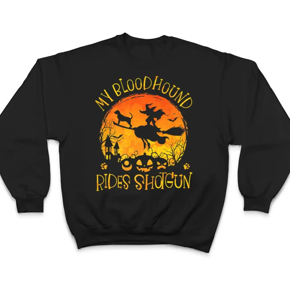 Bloodhound-Rides-Shotgun-Halloween-Women-Dog-Lover-T-Shirt-4 Bloodhound Rides Shotgun Halloween Women Dog Lover T Shirt