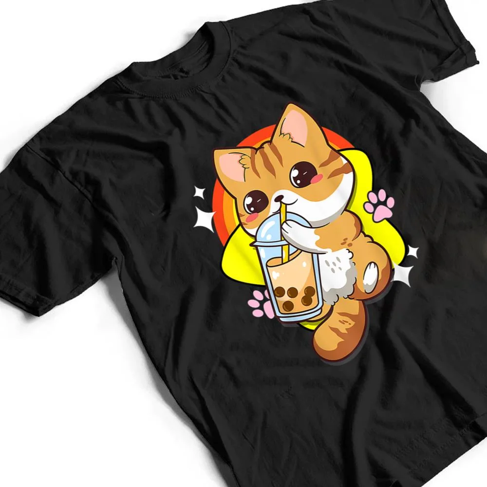 Boba-Tea-Bubble-Tea-Cat-Anime-Kawaii-Neko-Lover-Japanese-T-Shirt-2 Boba Tea Bubble Tea Cat Anime Kawaii Neko Lover Japanese T Shirt