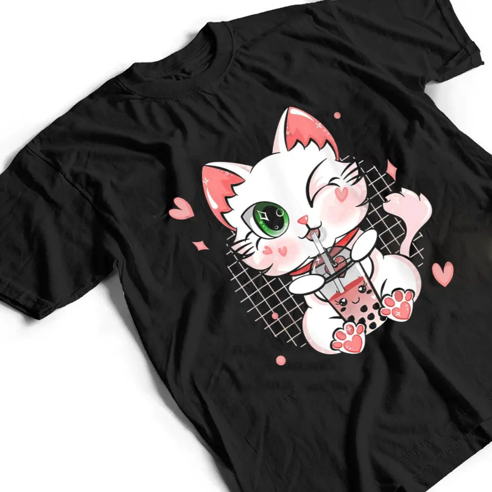 Boba-Tea-Cat-Bubble-Tea-Cat-Kawaii-Anime-Neko-Girls-T-Shirt-2 Boba Tea Cat Bubble Tea Cat Kawaii Anime Neko Girls T Shirt