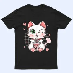 Boba Tea Cat Bubble Tea Cat Kawaii Anime Neko Girls T Shirt