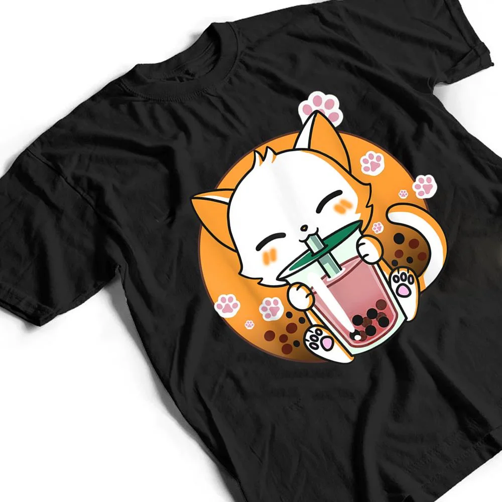 Boba-Tea-Cat-Bubble-Tea-Kawaii-Anime-Japanese-Gift-Girl-Teen-T-Shirt-2 Boba Tea Cat Bubble Tea Kawaii Anime Japanese Gift Girl Teen T Shirt