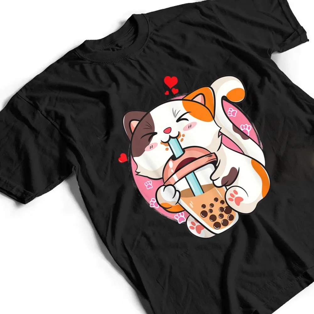 Boba-Tea-Cat-Bubble-Tea-Kawaii-Anime-Japanese-Girls-Nager-T-Shirt-2 Boba Tea Cat Bubble Tea Kawaii Anime Japanese Girls Nager T Shirt