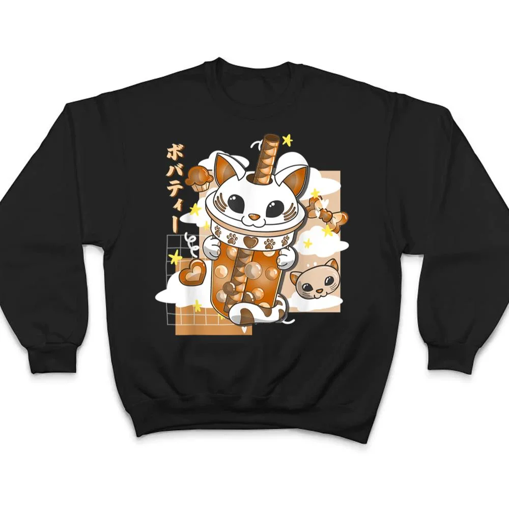 Boba-Tea-Cute-Cat-Bubble-Tea-Kawaii-Anime-Japanese-Girl-Teen-T-Shirt-4 Boba Tea Cute Cat Bubble Tea Kawaii Anime Japanese Girl Teen T Shirt