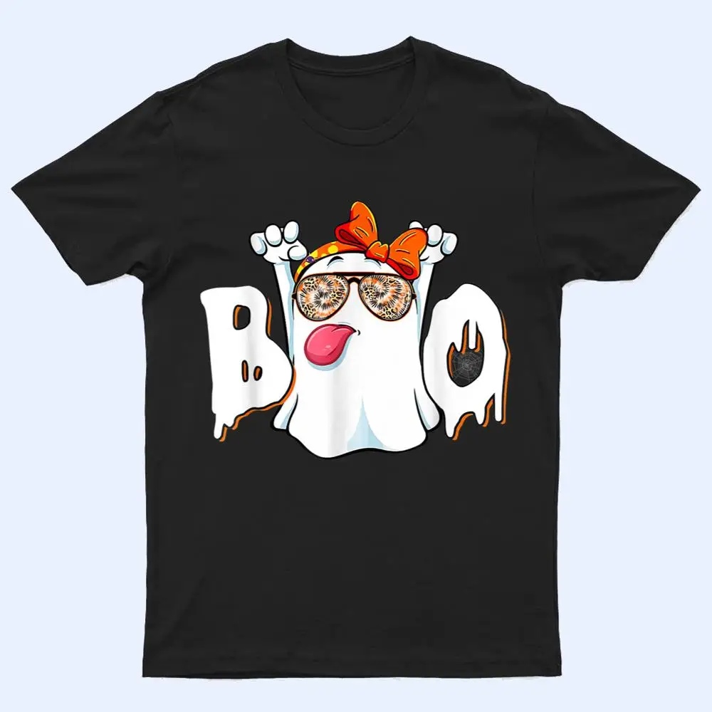 Boo Ghost Sunglasses Leopard Funny Halloween Girls Women T Shirt Boo Ghost Sunglasses Leopard Funny Halloween Girls Women T Shirt