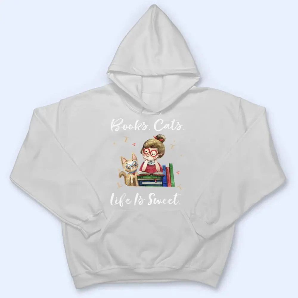 Books-Cats-Life-Is-Sweet-Cat-Book-Lovers-Reading-Book-Ver-2-T-Shirt-3 Books Cats Life Is Sweet Cat Book Lovers Reading Book Ver 2 T Shirt
