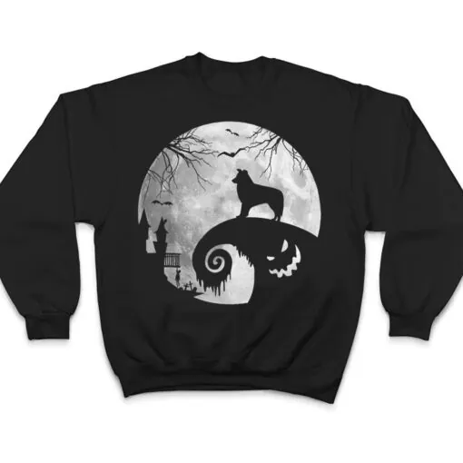 Border Collie Dog And Moon Halloween Costume Dog Lover T Shirt