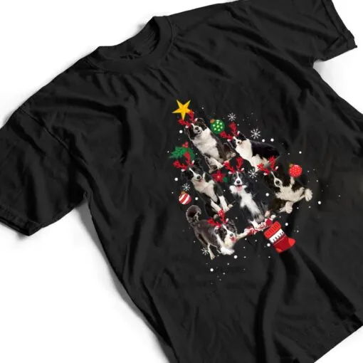 Border Collie Dog Christmas Tree reindeer antlers Gifts T Shirt