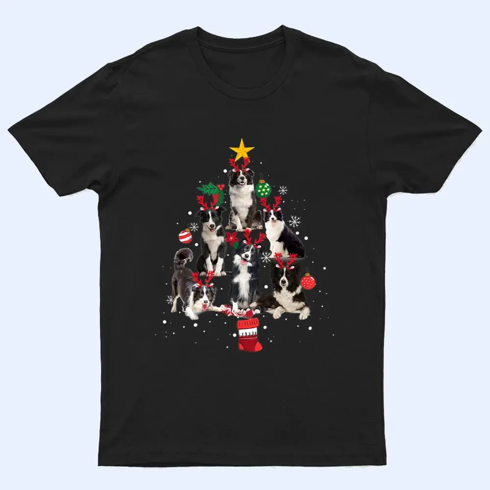 Border Collie Dog Christmas Tree reindeer antlers Gifts T Shirt Border Collie Dog Christmas Tree reindeer antlers Gifts T Shirt