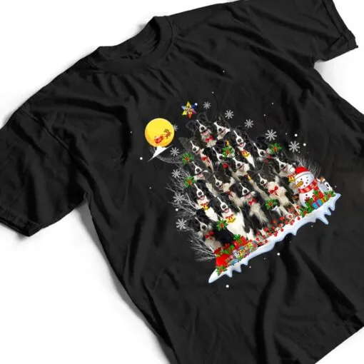 Border Collie Dog Lover Matching Santa Christmas Tree T Shirt