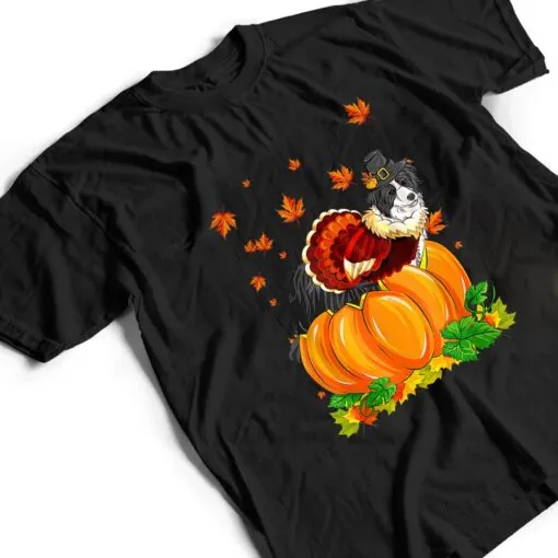 Border Collie Dog Thanksgiving Turkey Fall Autumn Pumpkin T Shirt