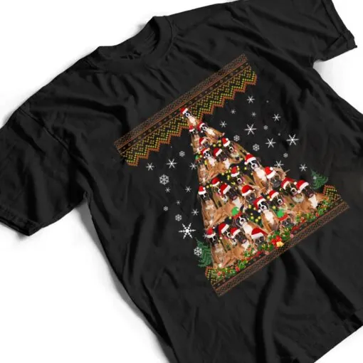 Boxer Dog Christmas Lights Christmas Ver 2 T Shirt