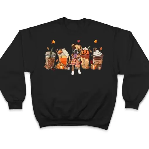 Boxer Dog Fall Coffee Mug Pumpkin Spice Latte Iced Autumn T Shirt