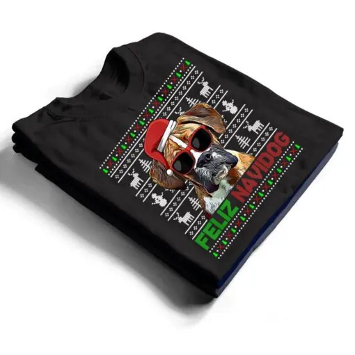 Boxer Dog Feliz Navidog Funny Christmas T Shirt