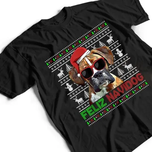 Boxer Dog Feliz Navidog Funny Christmas T Shirt