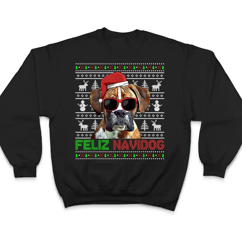 Boxer-Dog-Feliz-Navidog-Funny-Christmas-T-Shirt-4 Boxer Dog Feliz Navidog Funny Christmas T Shirt