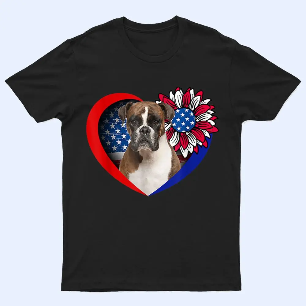 Boxer Dog Heart American Flag 4th Of July Usa Flag Sunflower T Shirt Boxer Dog Heart American Flag 4th Of July Usa Flag Sunflower T Shirt