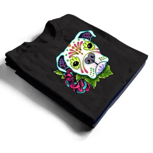 Boxer in White - Day of the Dead Sugar Skull Dog T Shirt
