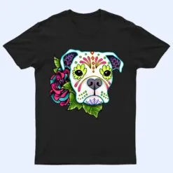 Boxer in White - Day of the Dead Sugar Skull Dog T Shirt