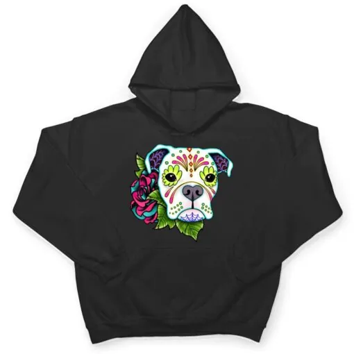 Boxer in White - Day of the Dead Sugar Skull Dog T Shirt
