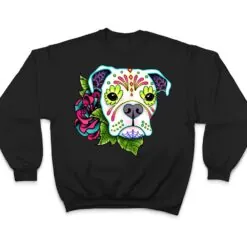 Boxer in White - Day of the Dead Sugar Skull Dog T Shirt Boxer in White - Day of the Dead Sugar Skull Dog T Shirt