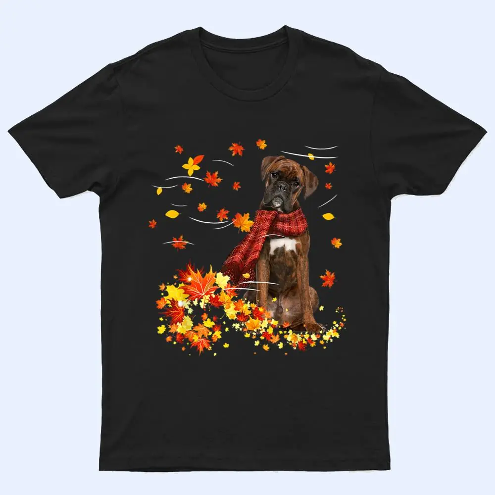Brindle Boxer Fall Red Scarf Autumn Leaf Gift For Dog Lover T Shirt Brindle Boxer Fall Red Scarf Autumn Leaf Gift For Dog Lover T Shirt