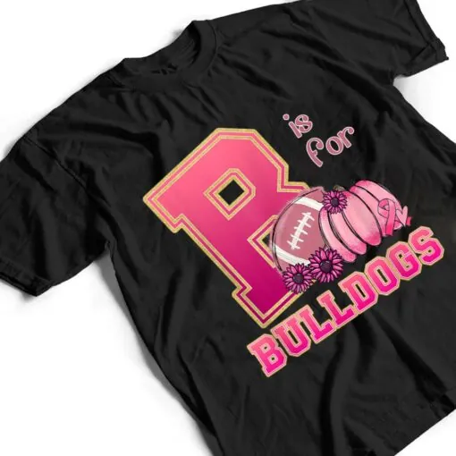 Bulldog Breast Cancer Awareness Football Fall School Spirit T Shirt