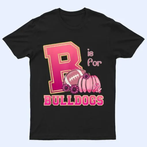Bulldog Breast Cancer Awareness Football Fall School Spirit T Shirt
