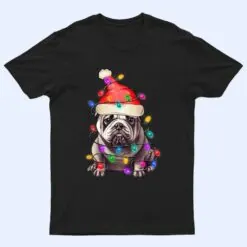 Bulldog Santa Christmas Tree Lights Xmas Boys Dog Dogmas T Shirt