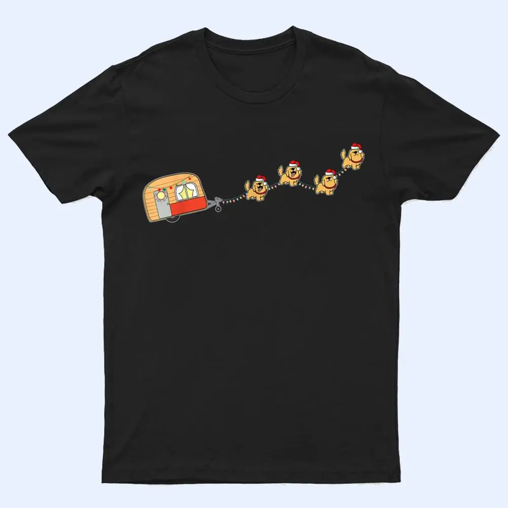 Camper Van Christmas Golden Retriever Sleigh X-mas Pajama T Shirt Camper Van Christmas Golden Retriever Sleigh X-mas Pajama T Shirt