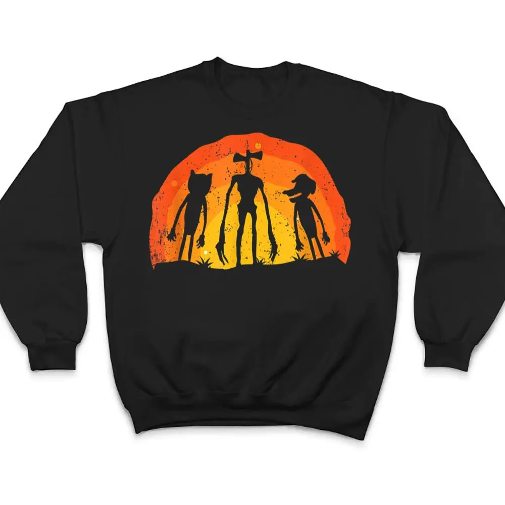 Cartoon-Dog-Cartoon-Cat-Age-and-Siren-Head-Costume-Creepy-Halloween-T-Shirt-4 Cartoon Dog Cartoon Cat Age and Siren Head Costume - Creepy Halloween T Shirt